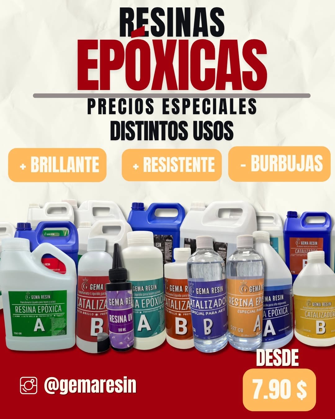 Gema Resin Facebook ad: Resina Epóxica al mejor precio
