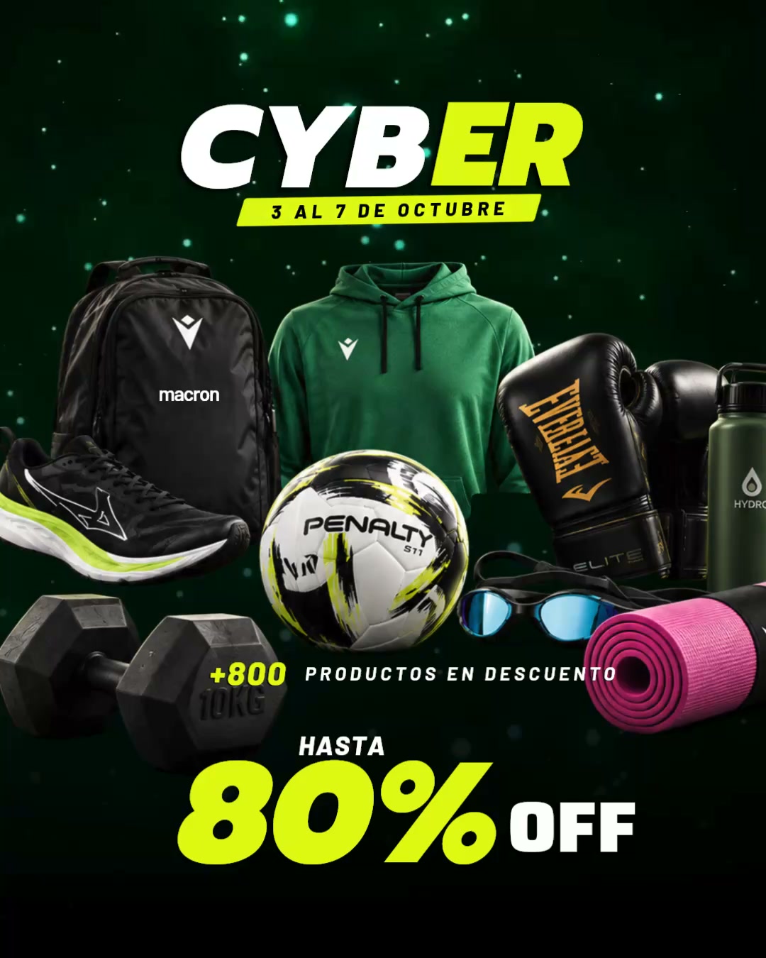 Plussportcl Facebook ad: MÁS PRODUCTOS. MÁS DESCUENTOS. MÁS CYBER.