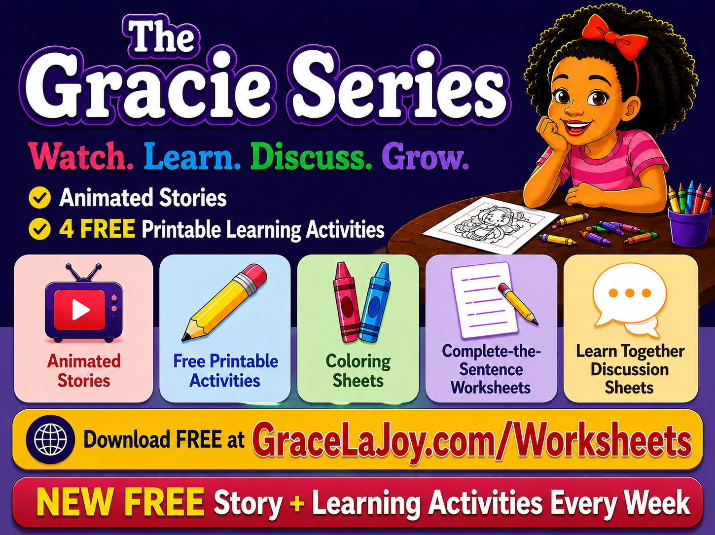 The Gracie Series Facebook ad: A NEW FREE animated story and four FREE…