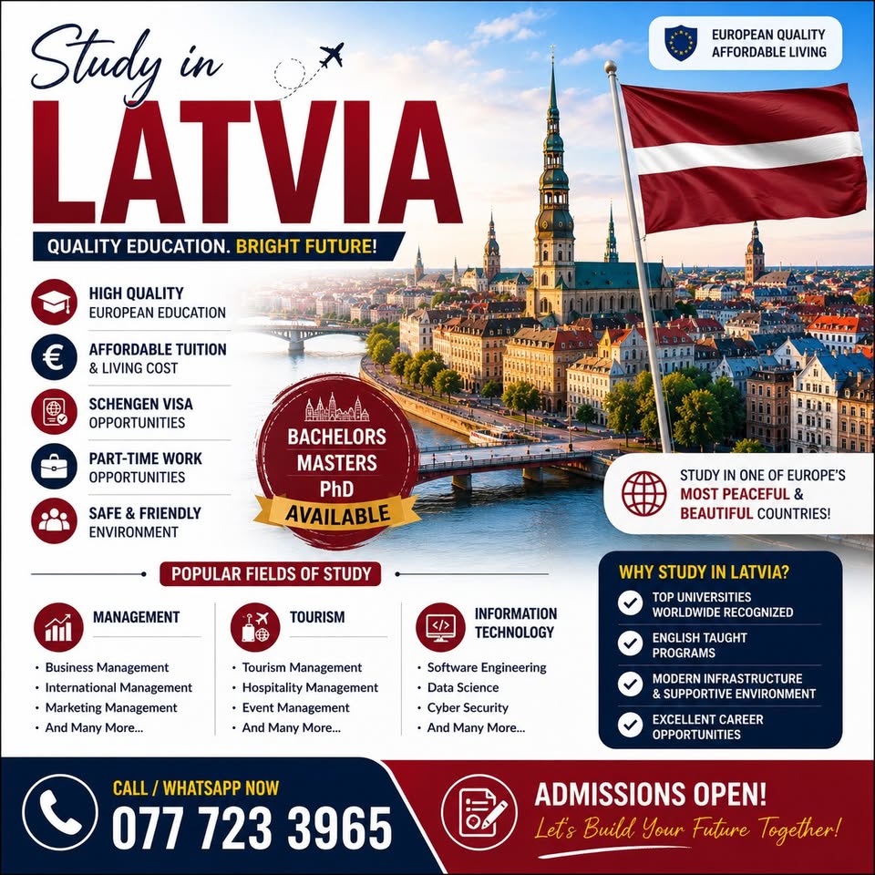 Study in Latvia with ASL Facebook ad: Study in Latvia