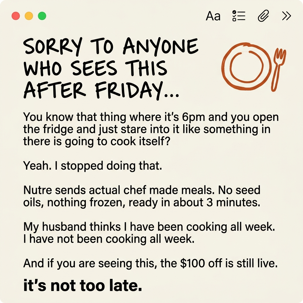 Nutre Meal Plans Facebook ad: FREE Breakfast for 1 YEAR + $100 OFF!