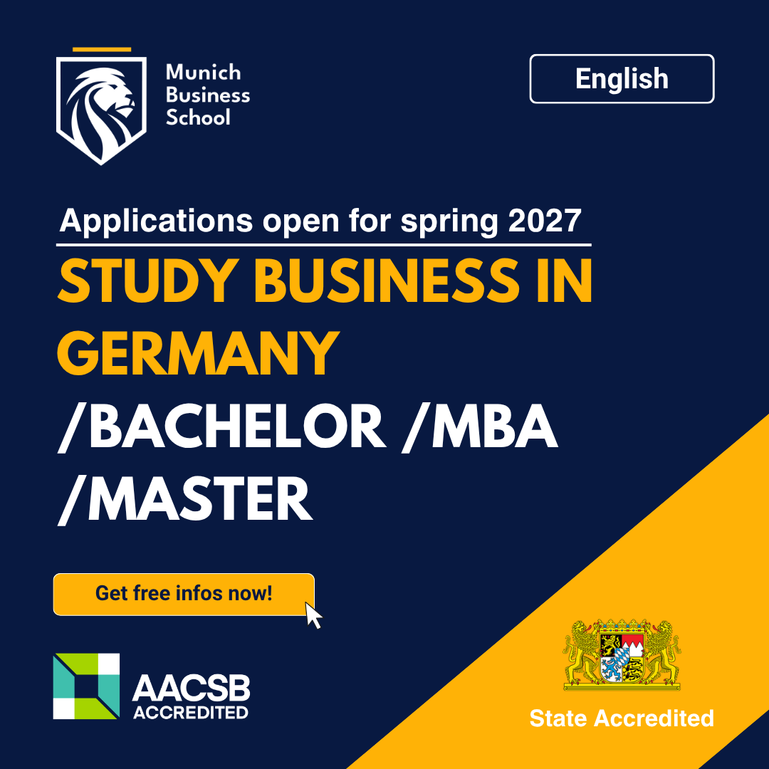 Munich Business School Facebook ad: Start your Studies in Spring 2027