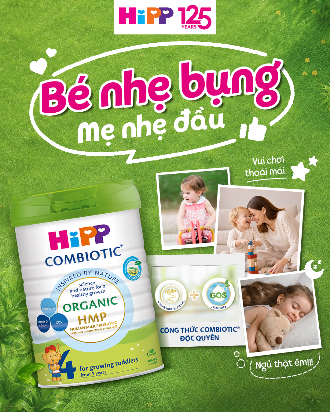 HiPP Việt Nam Facebook ad: CÓ HiPP ORGANIC COMBIOTIC: BÉ NHẸ BỤNG, MẸ…