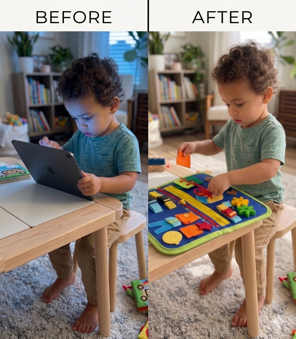 Little Toddla Facebook ad: What toddlers reach for instead of the iPad. No batteries…