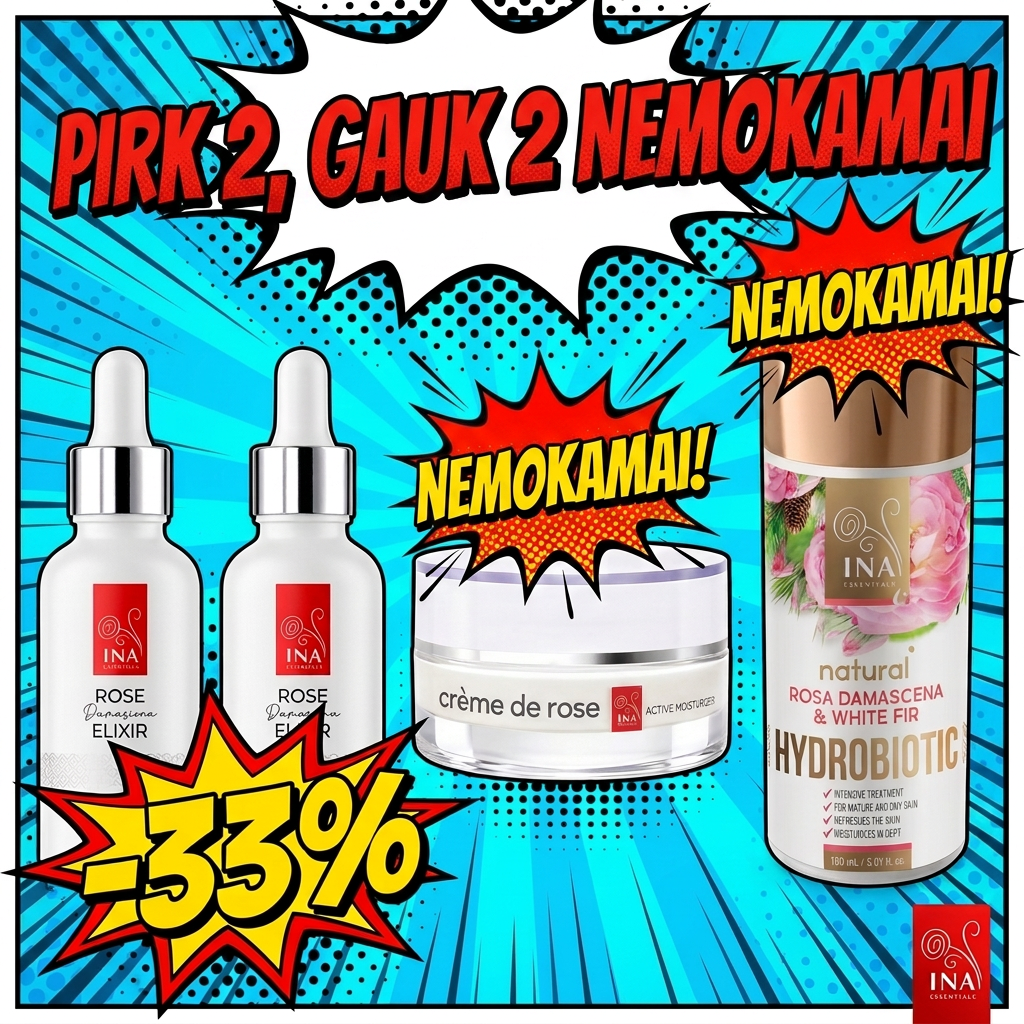 Organinė Kosmetika - InaEssentials.LT Facebook ad: Pirk 2 serumus ir gauk 2 dovanas