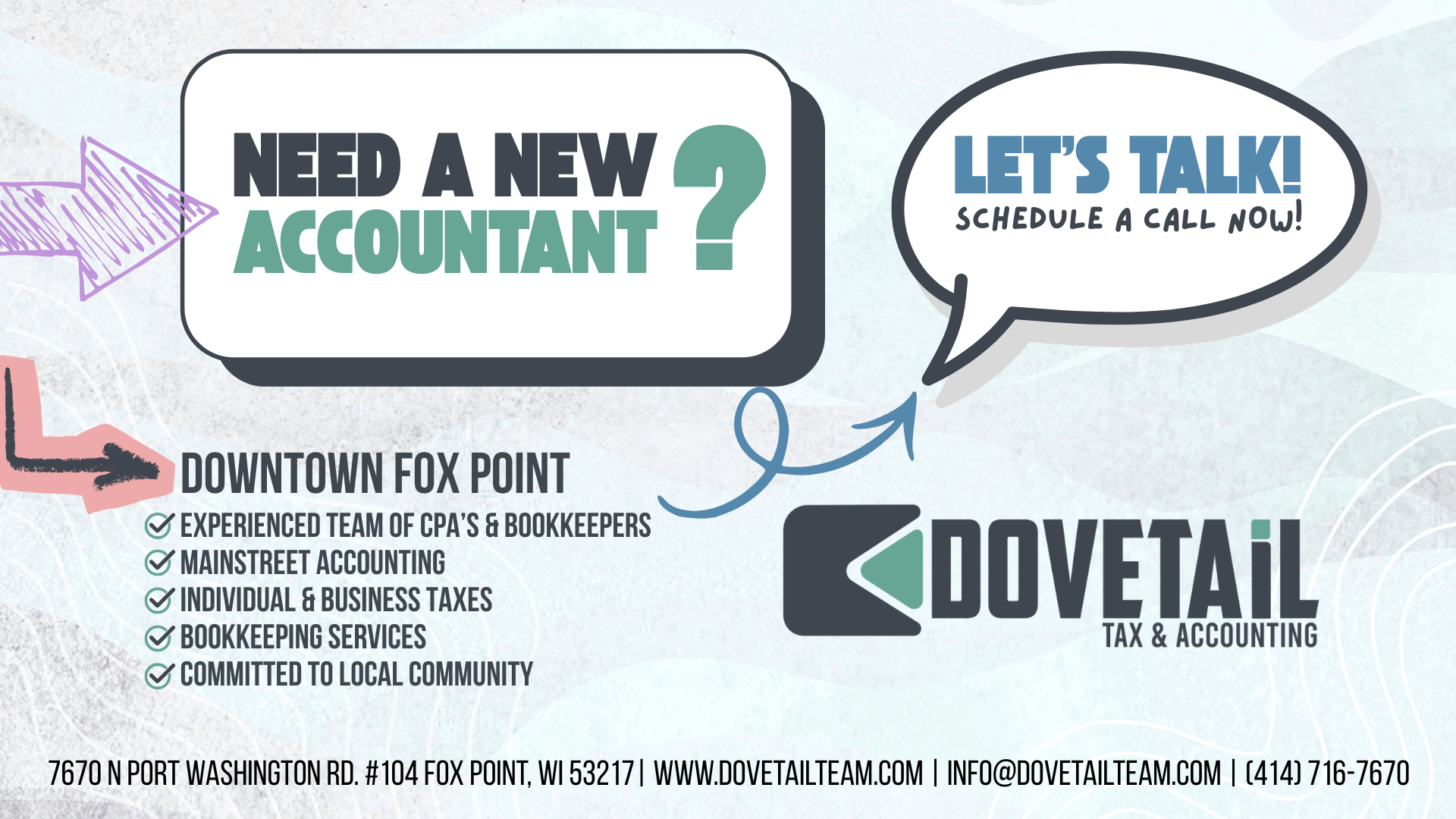 Dovetail Tax & Accounting Facebook ad: Schedule a call now!