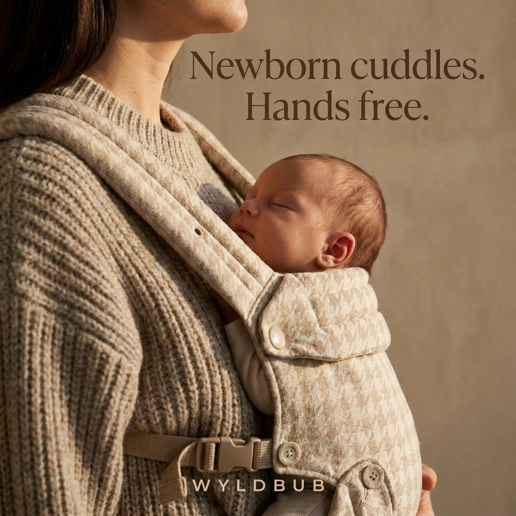Wyld Bub Facebook ad: Newborn cuddles. Hands free.