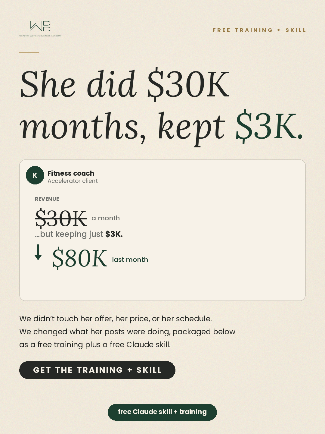 Wealthy Womens' Business Academy Facebook ad