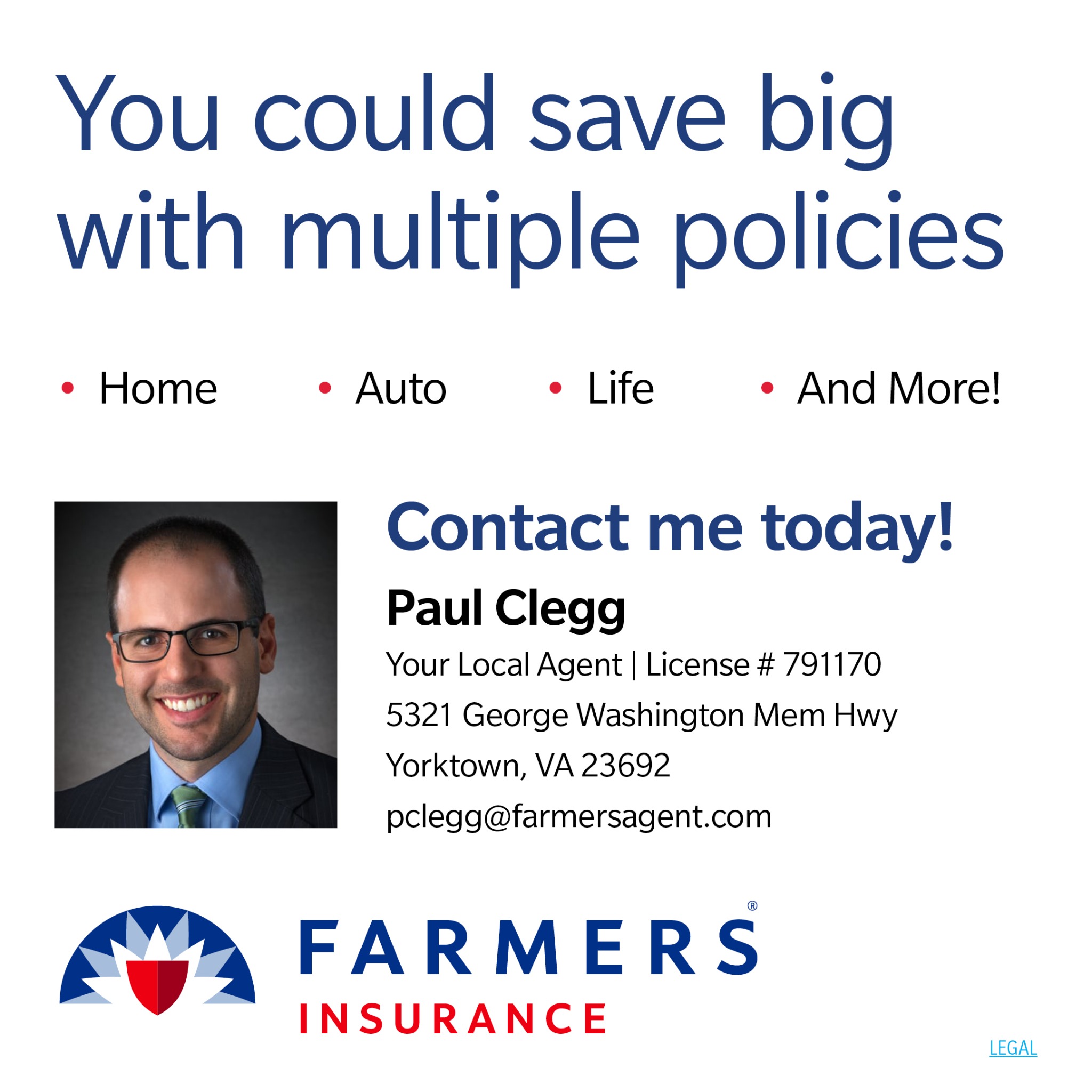 Paul Clegg Agency Farmers Insurance Facebook ad from Dec 22, 2025