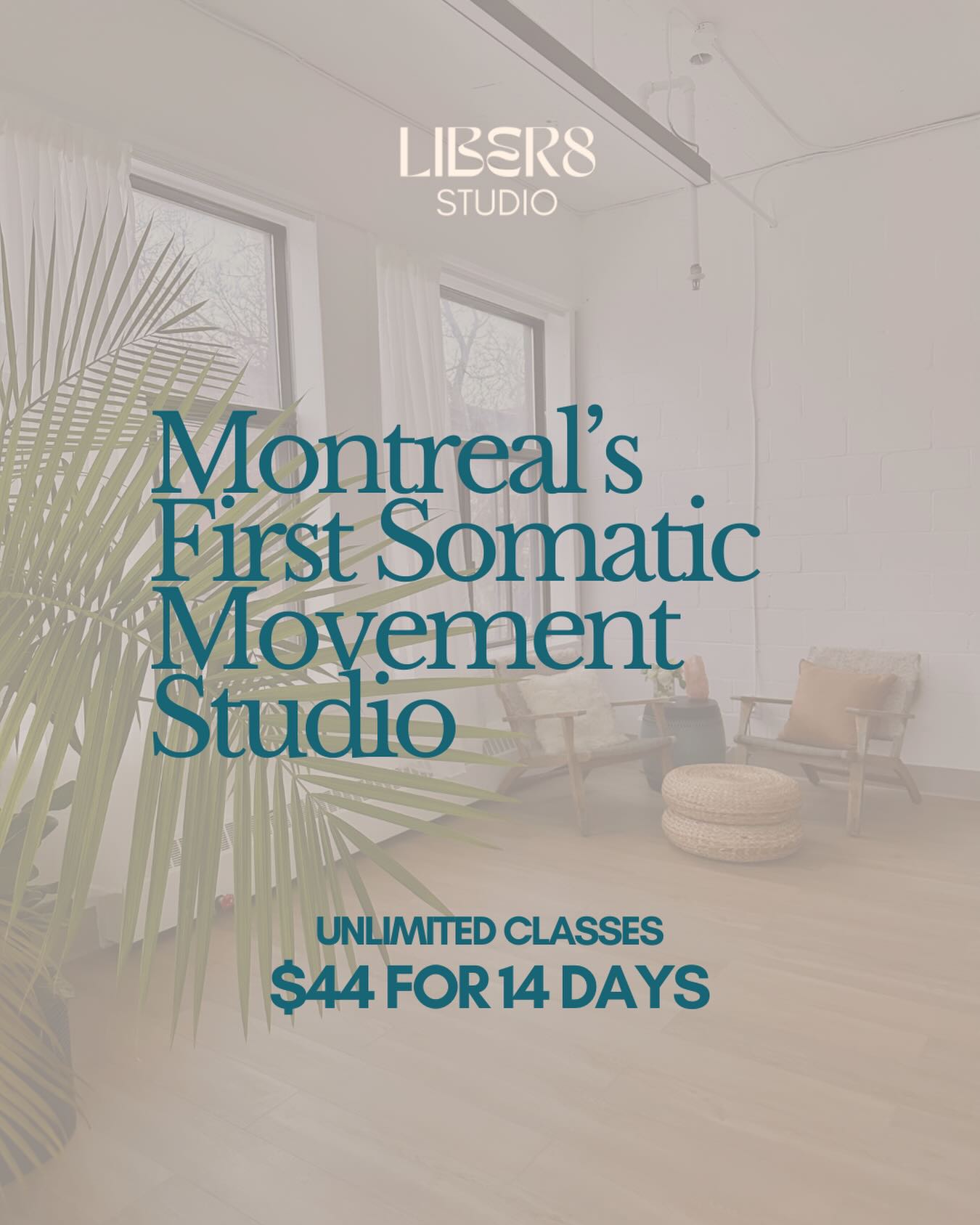Studio Liber8 Facebook ad: A workout for your mind body and soul