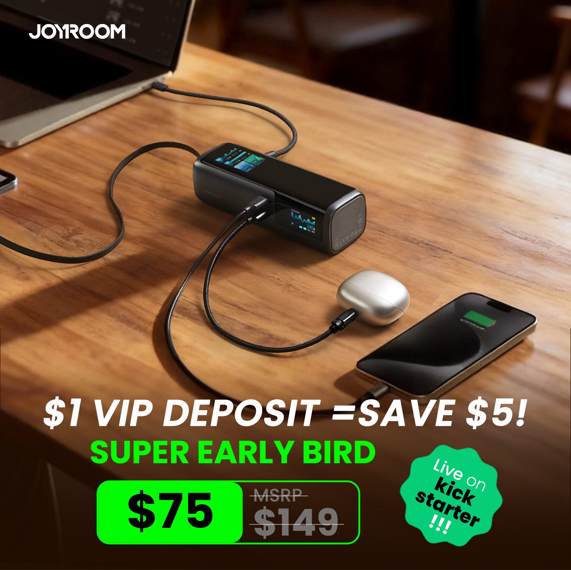 NITO Power Sourse Facebook ad: $1 VIP Lock-In: JOYROOM PODIX PR70 Super Early Bird