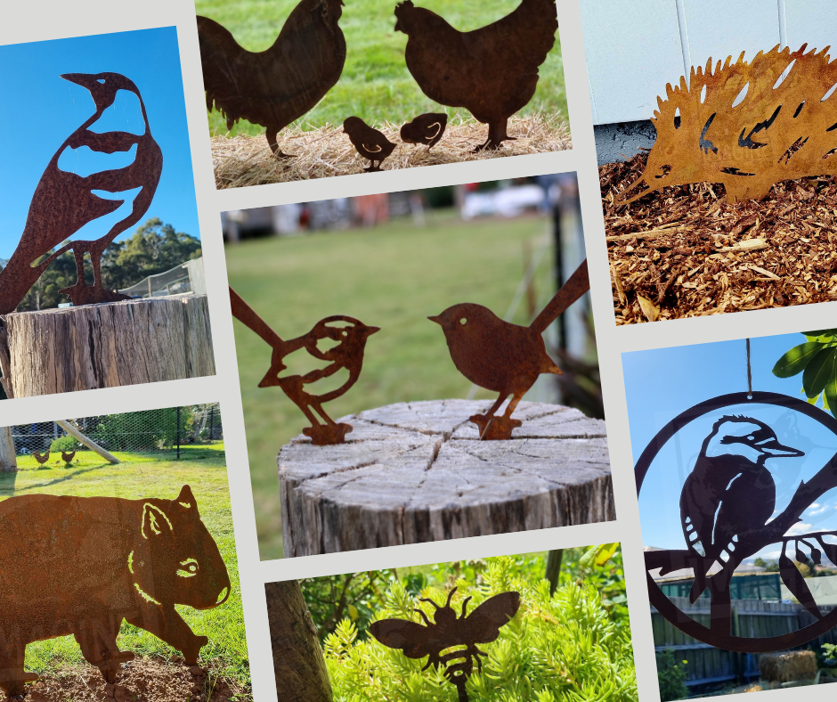 Imagine Metal Art Facebook ad: Unique Corten garden art and signage inspired by…