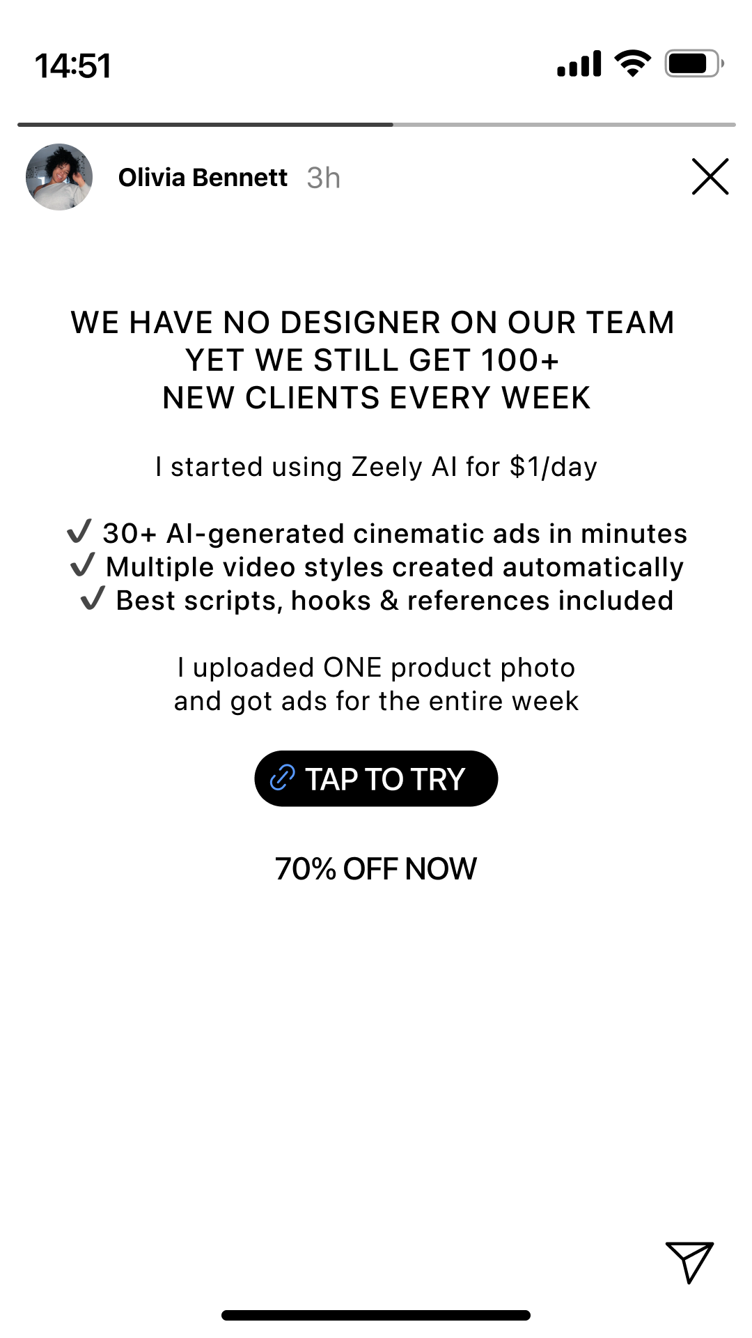 Zeely Facebook ad