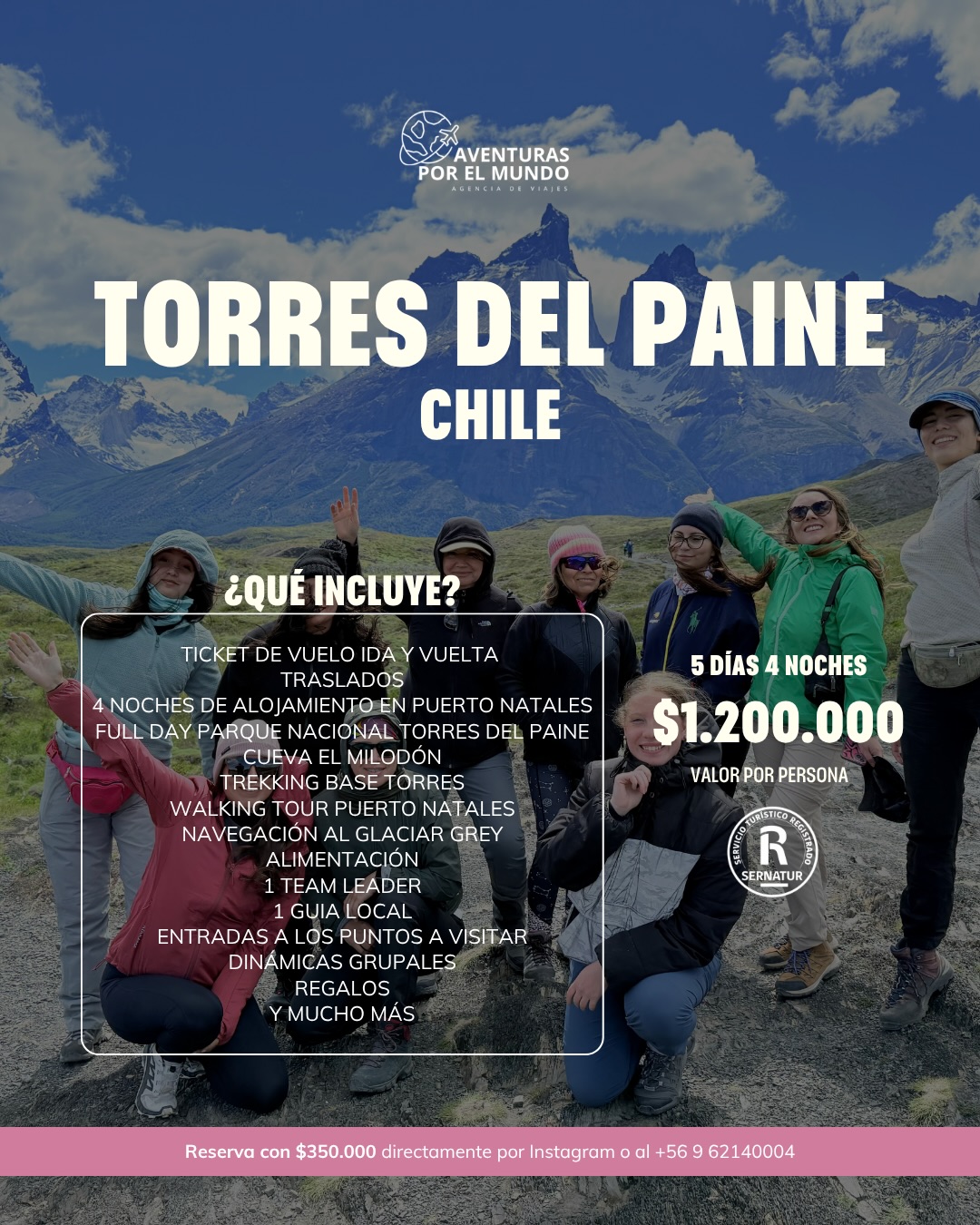 Aventuras por el mundo Facebook ad: TORRES DEL PAINE - CHILE