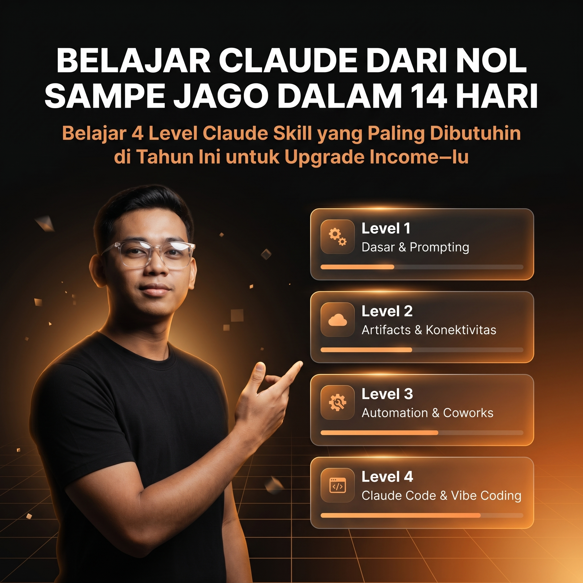 Marketplace AI Indonesia Facebook ad: Belajar Claude AI dari Nol Sampe Jago, 14 Hari Aja