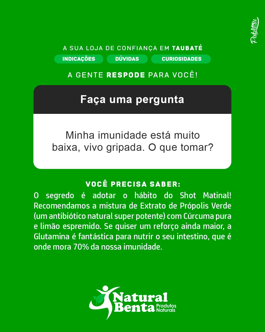 Natural Benta Produtos Naturais Facebook ad: Minha imunidade está muito baixa, vivo gripada.