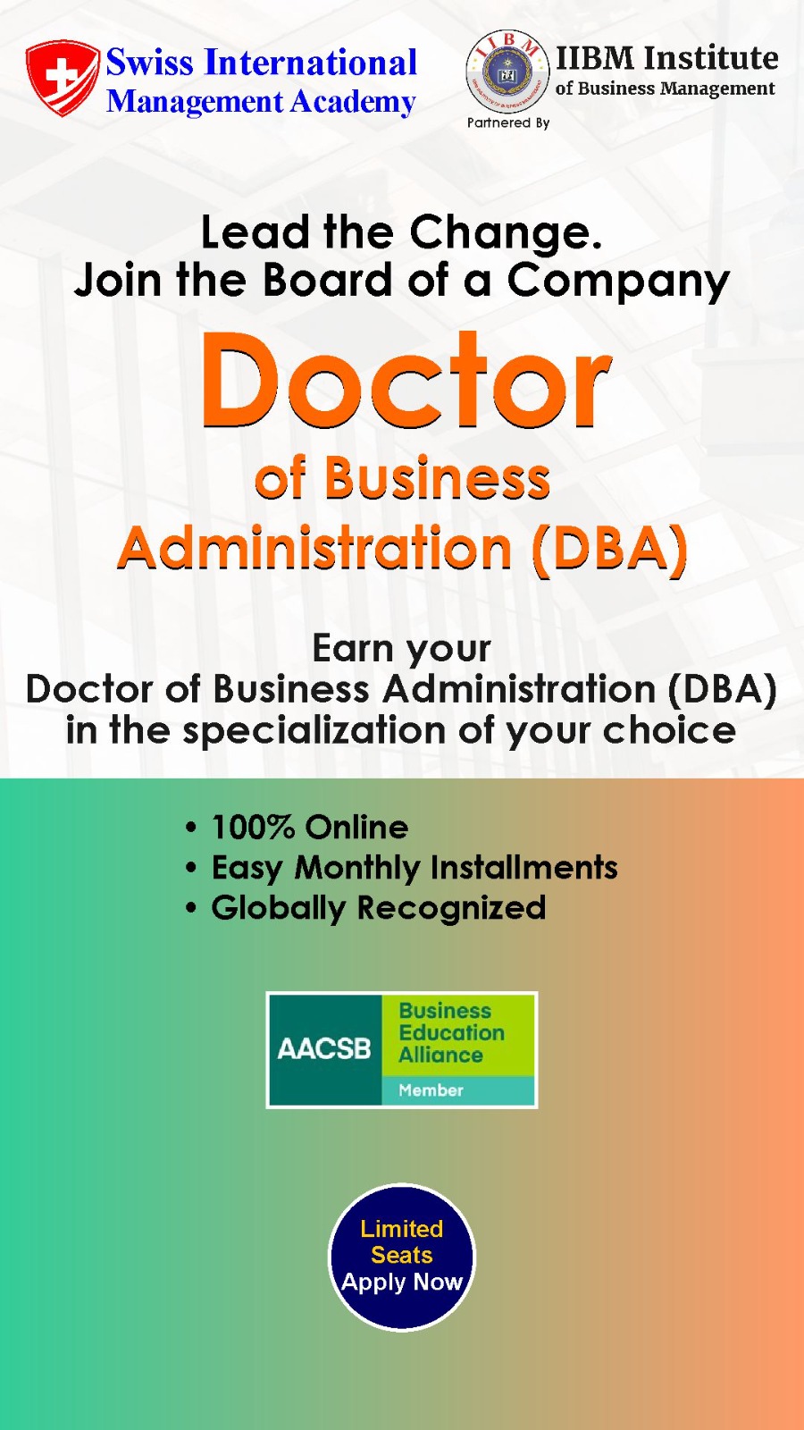IIBM Institute of Business Management - Doctor of Business Administration Facebook ad