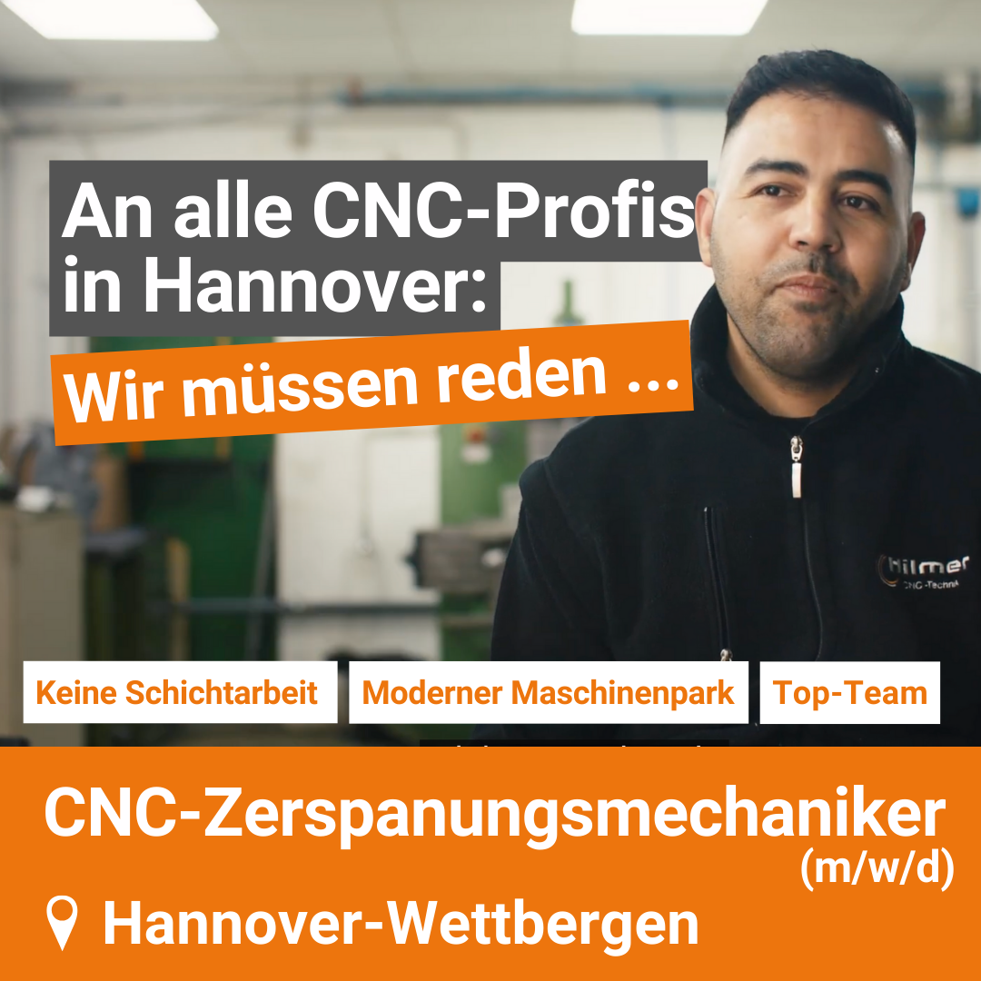 Hilmer GmbH CNC-Technik Facebook ad: CNC-Zerspanungsmechaniker (m/w/d) - Drehen oder Fräsen
