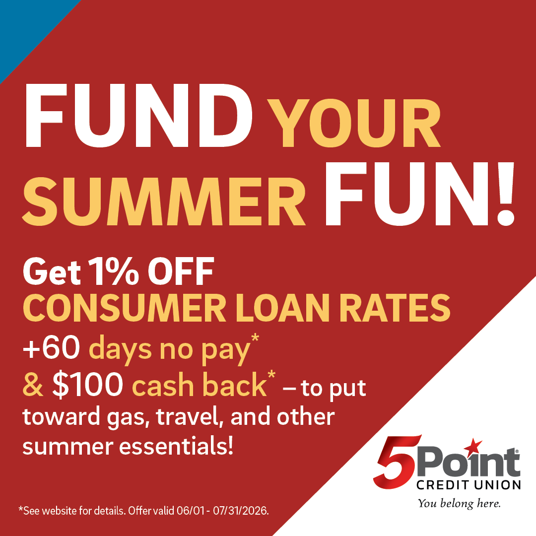 5Point Credit Union Facebook ad: Save 1% on a consumer loan