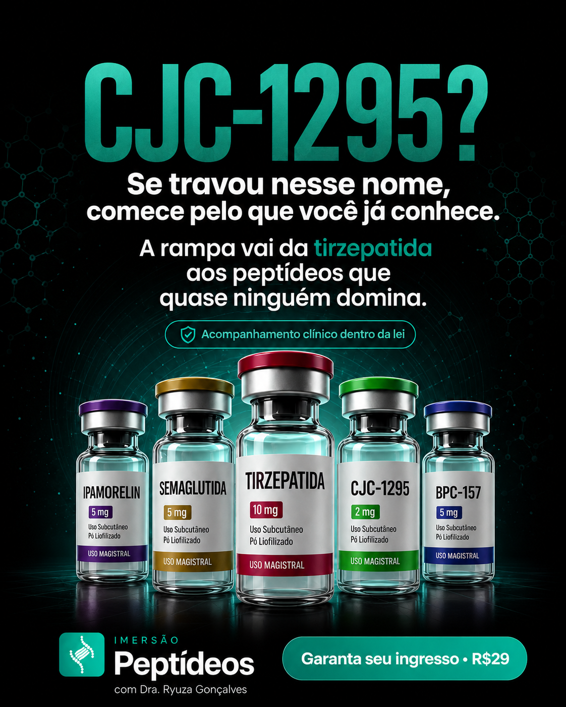 Ryuza Gonçalves Reserva Facebook ad: Domine peptídeos em 2 dias de imersão ao vivo