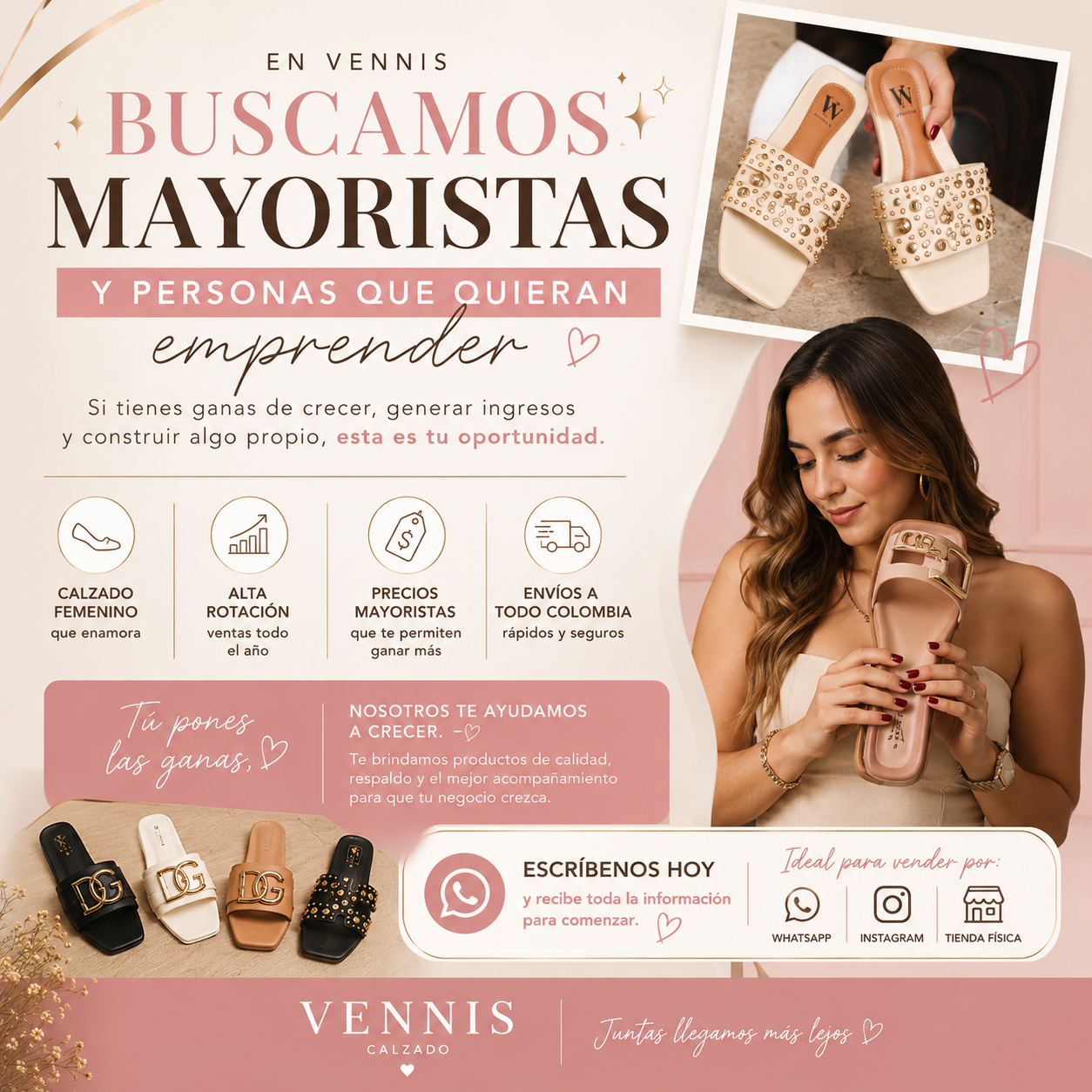Vennis Footwear Facebook ad: Todos queremos más tranquilidad económica, pero pocas veces…