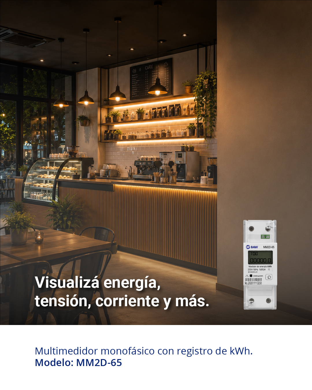 BAW electric Facebook ad: Medí energía, tensión y corriente
