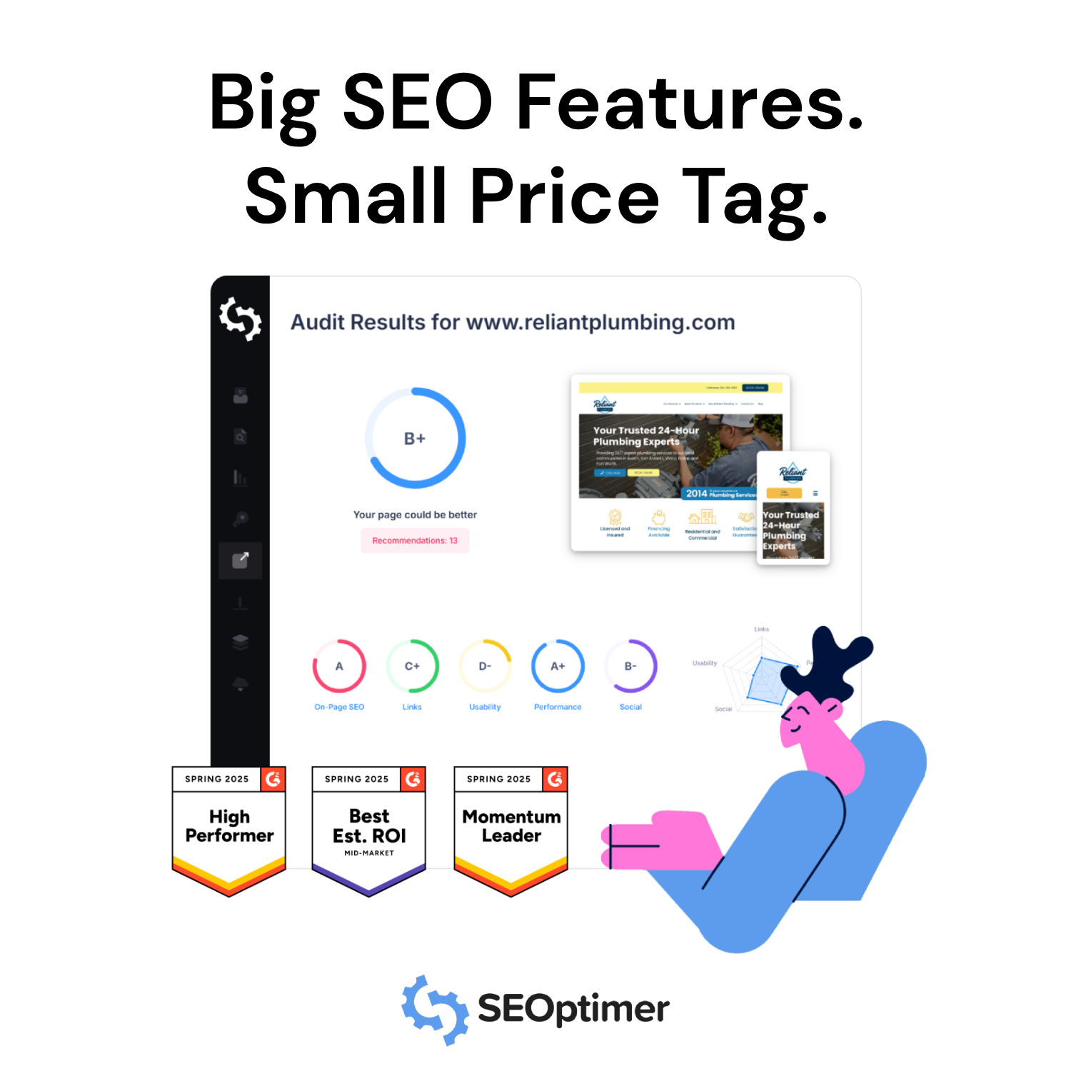 SEOptimer Facebook ad: Affordable SEO tools for marketers