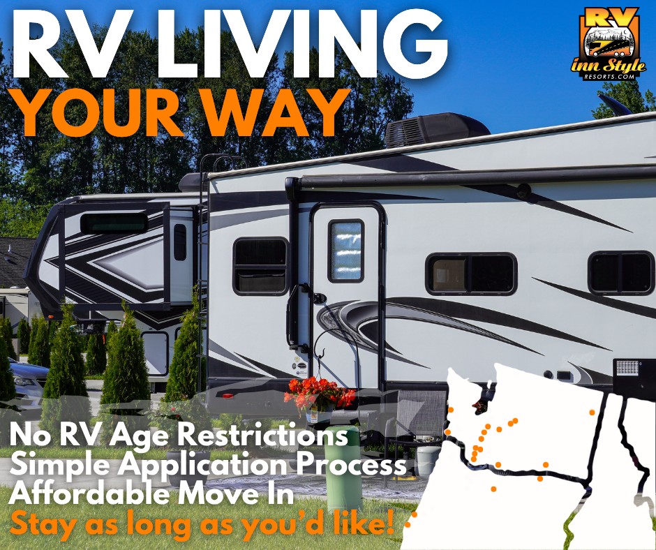 RV INN Style Resorts Facebook ad: Extended Stay RV Resorts in WA & OR | RV Inn Style Resorts