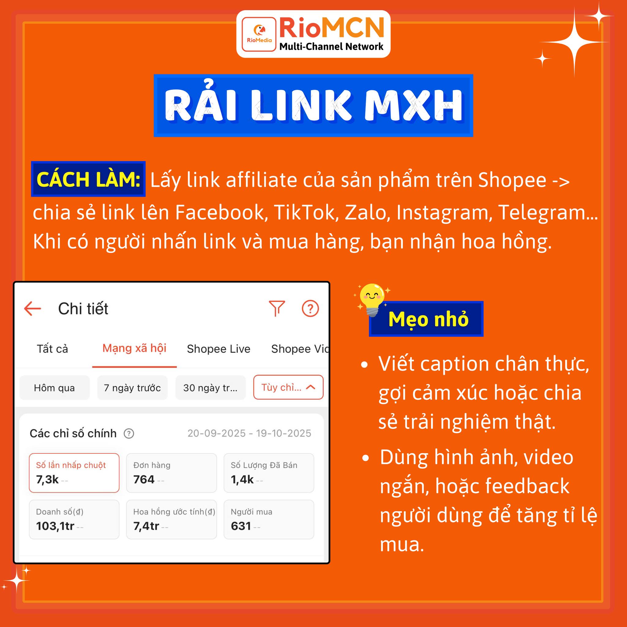 RioMedia Facebook ad: 3 cách kiếm tiền trên Shopee Affiliate