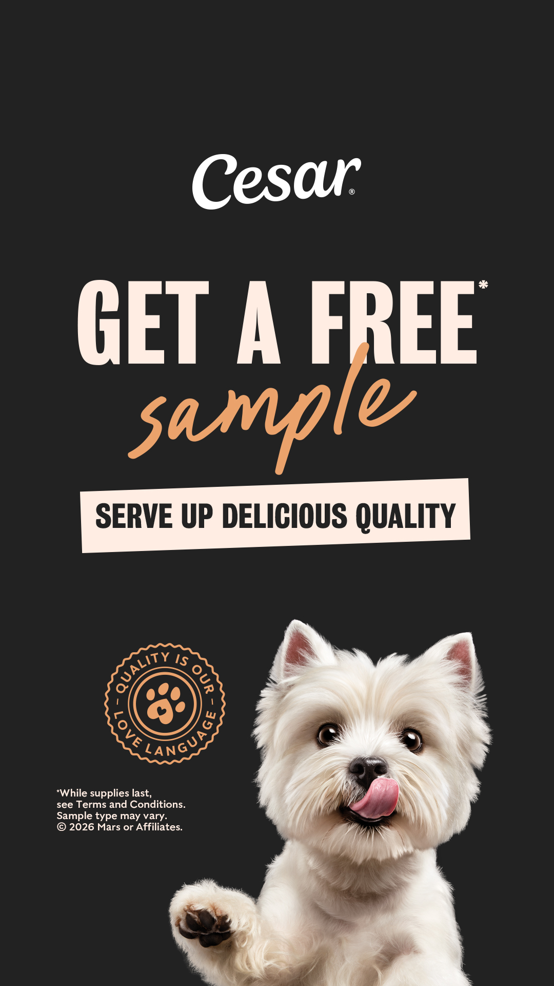 Cesar Canine Cuisine Facebook ad from Apr 1, 2026