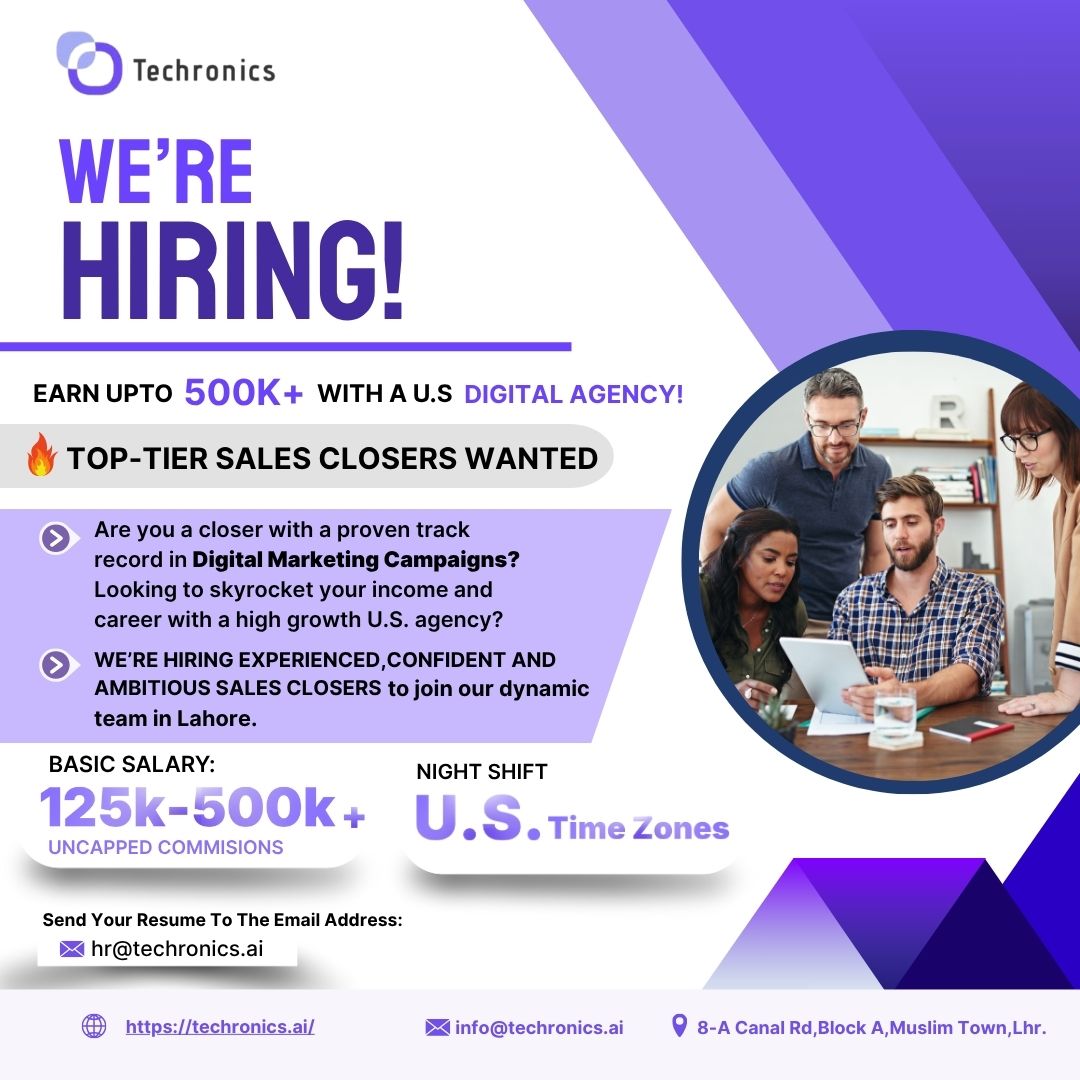Techronics It Group Facebook ad: Hiring Sales Closer