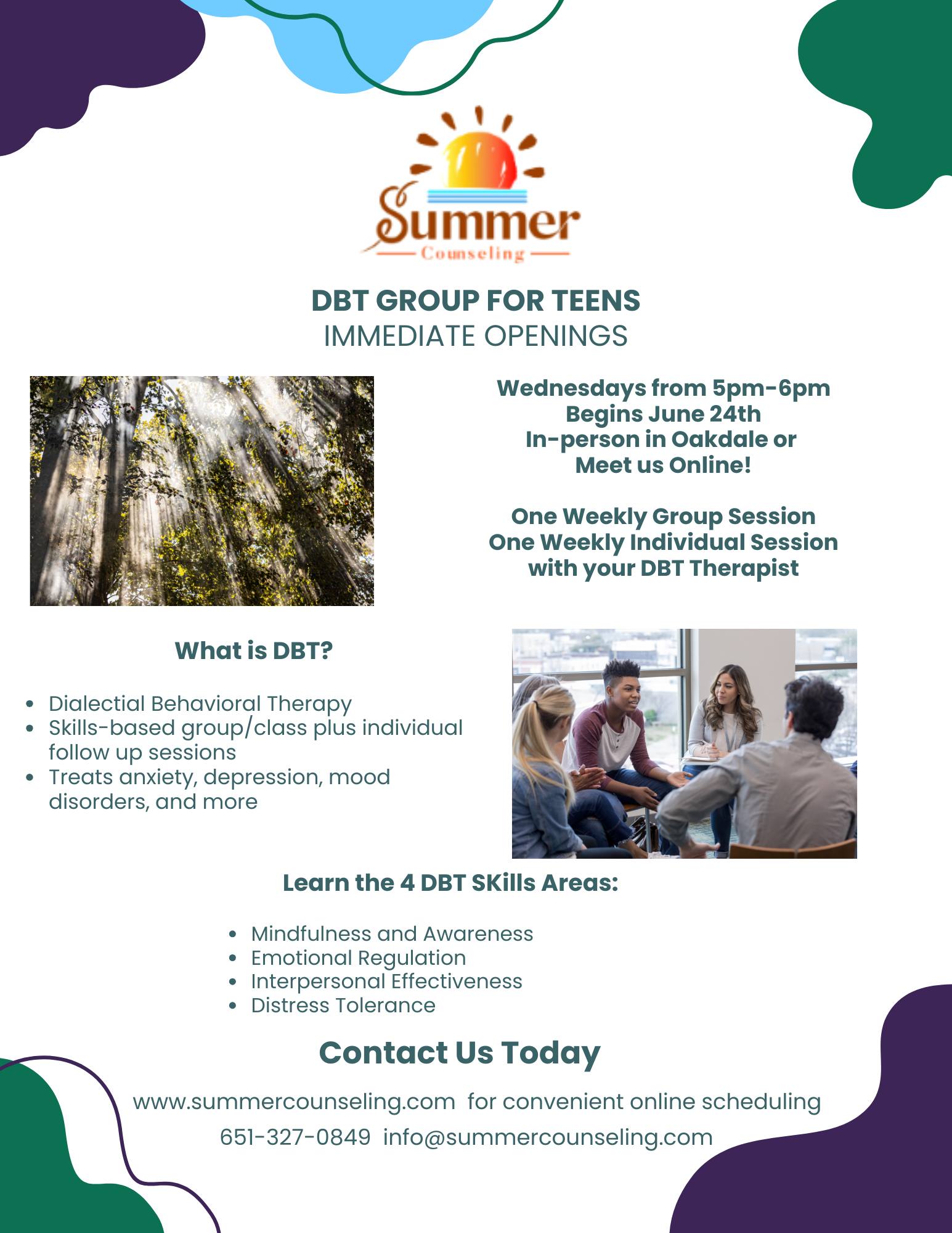 Summer Counseling and Behavioral Health Facebook ad: Summer Counseling | Therapist Oakdale, MN 55128