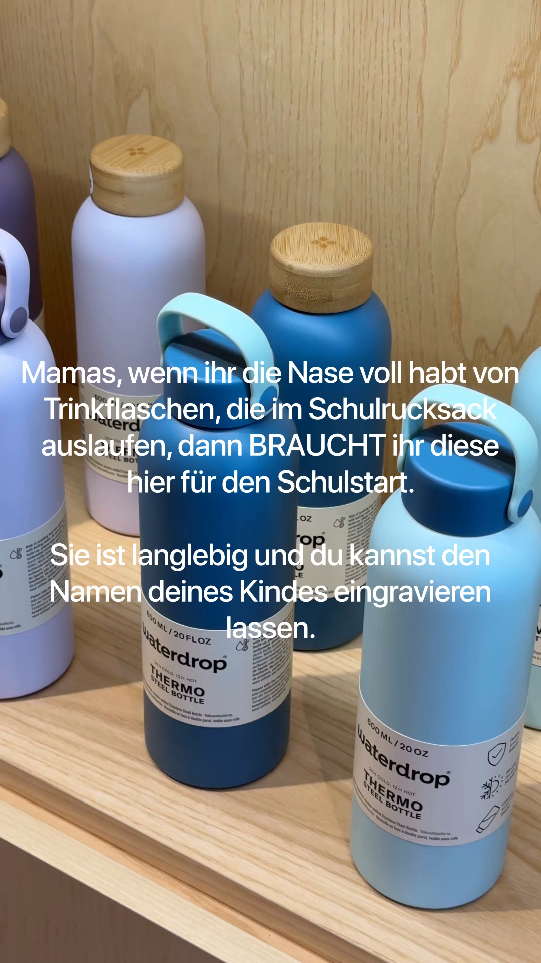 waterdrop Facebook ad: Neues Schuljahr = neue Trinkflasche