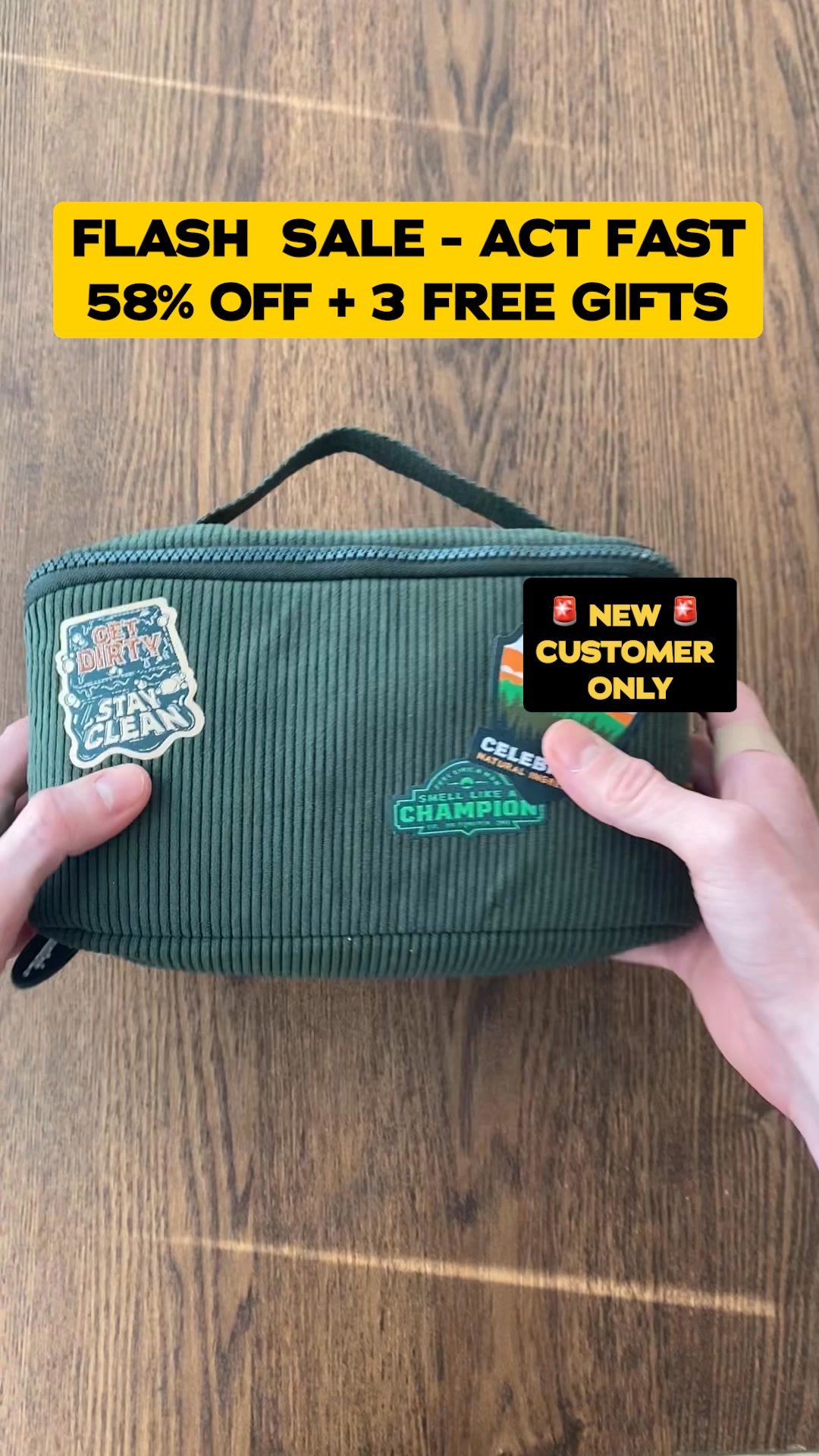 Dr. Squatch Facebook ad: 3 FREE GIFTS + 55%+ OFF