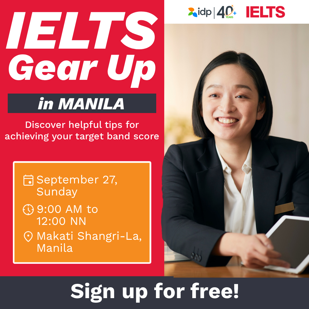 IELTS IDP Education Facebook ad: IDP's Gear Up for IELTS: Free Manila Seminar