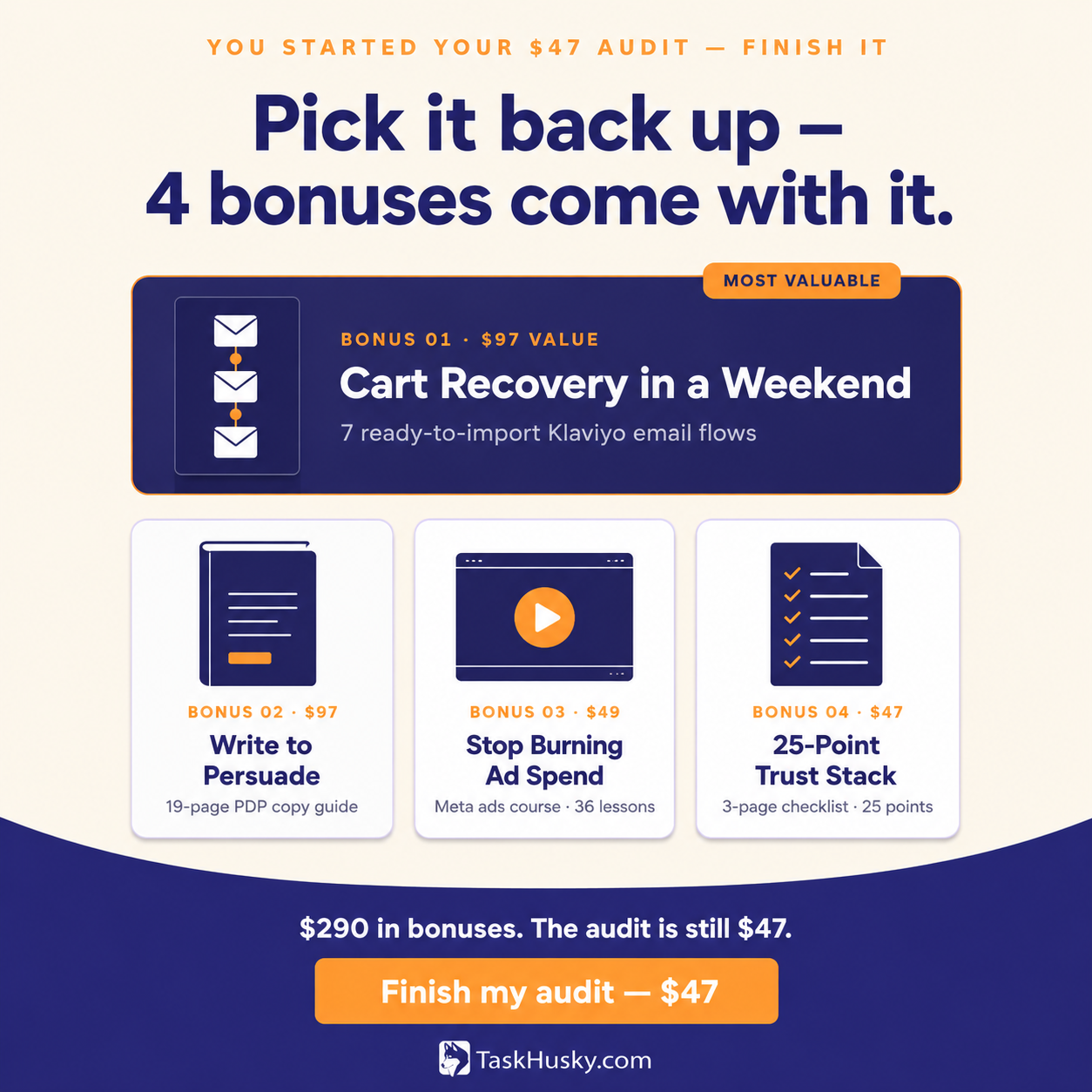 TaskHusky Facebook ad: Still Thinking About Your Store Audit?