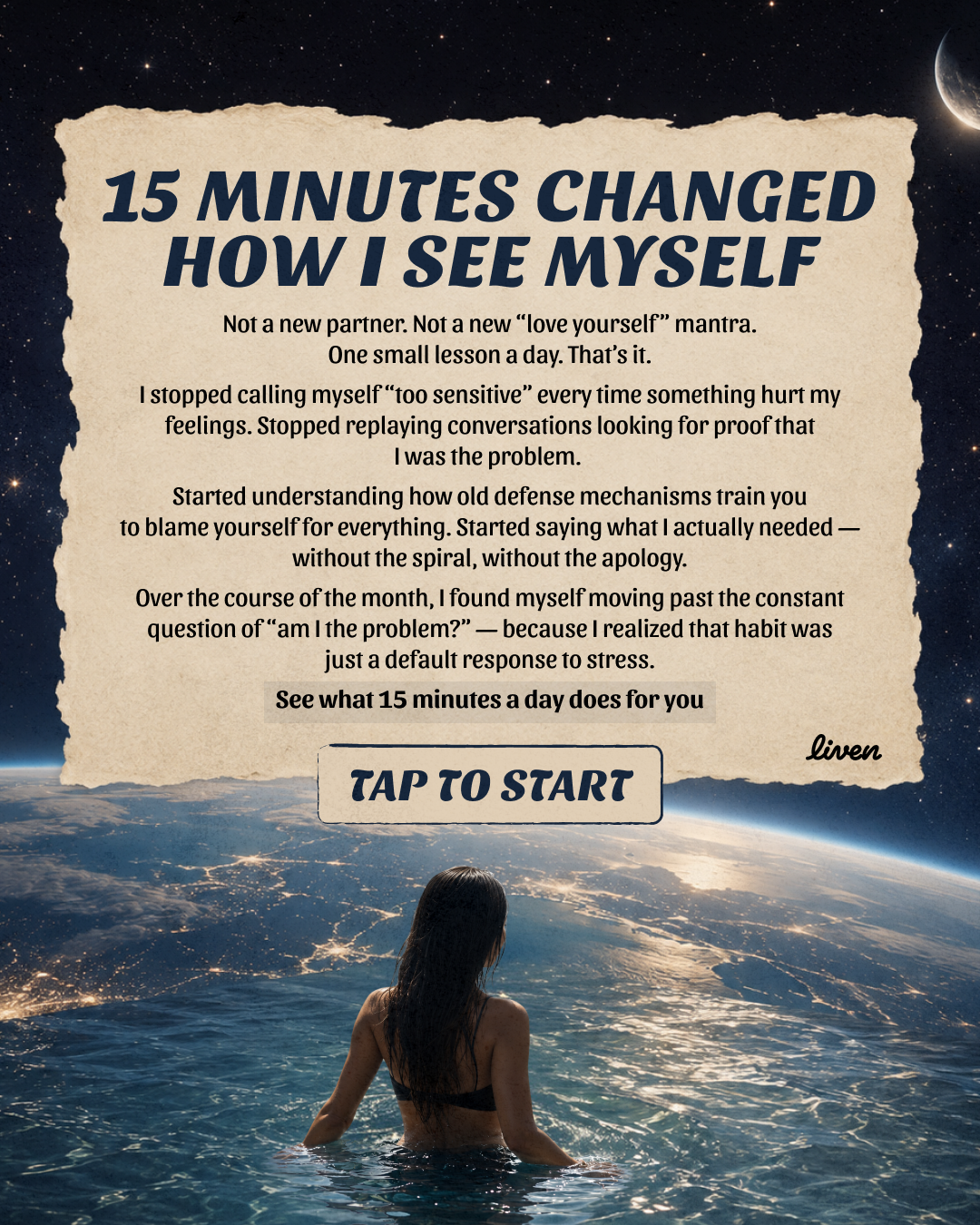 Liven: Self-Discovery Community Facebook ad
