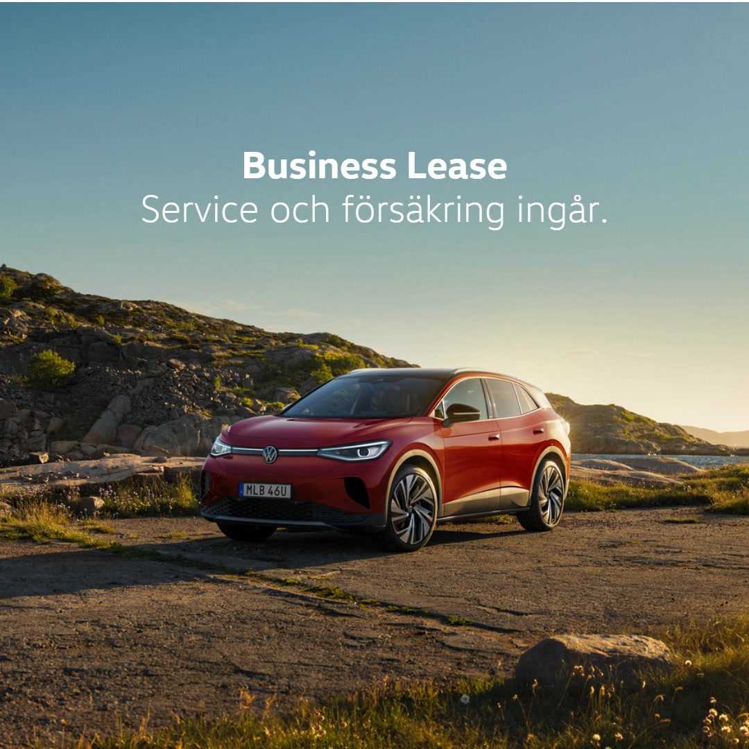 Volkswagen Financial Services Sverige Facebook ad: Service och försäkring ingår.