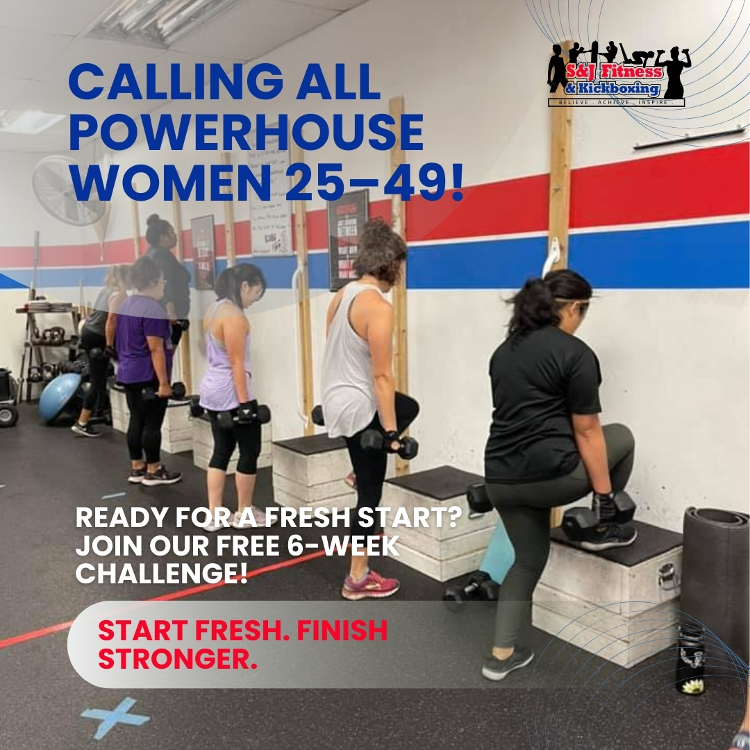 S&J Fitness and Kickboxing Facebook ad: Ready to Feel Amazing Again? FREE 6-Week Challenge Inside!