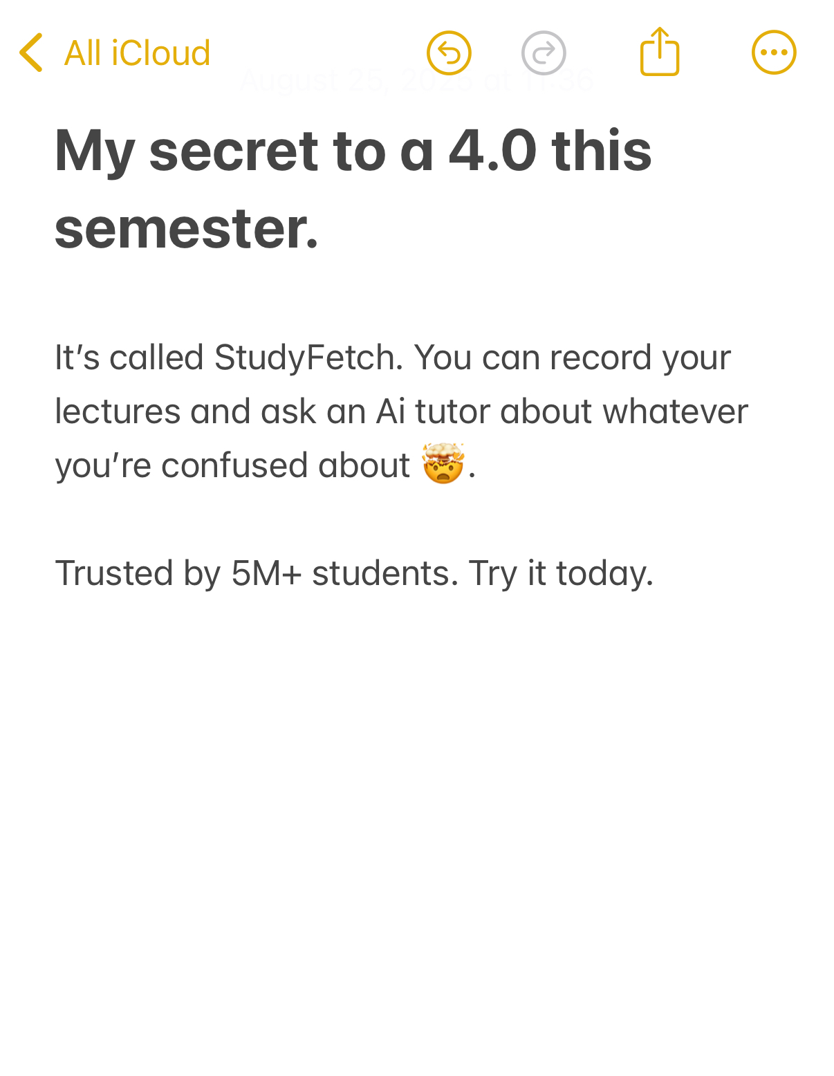 StudyFetch Facebook ad