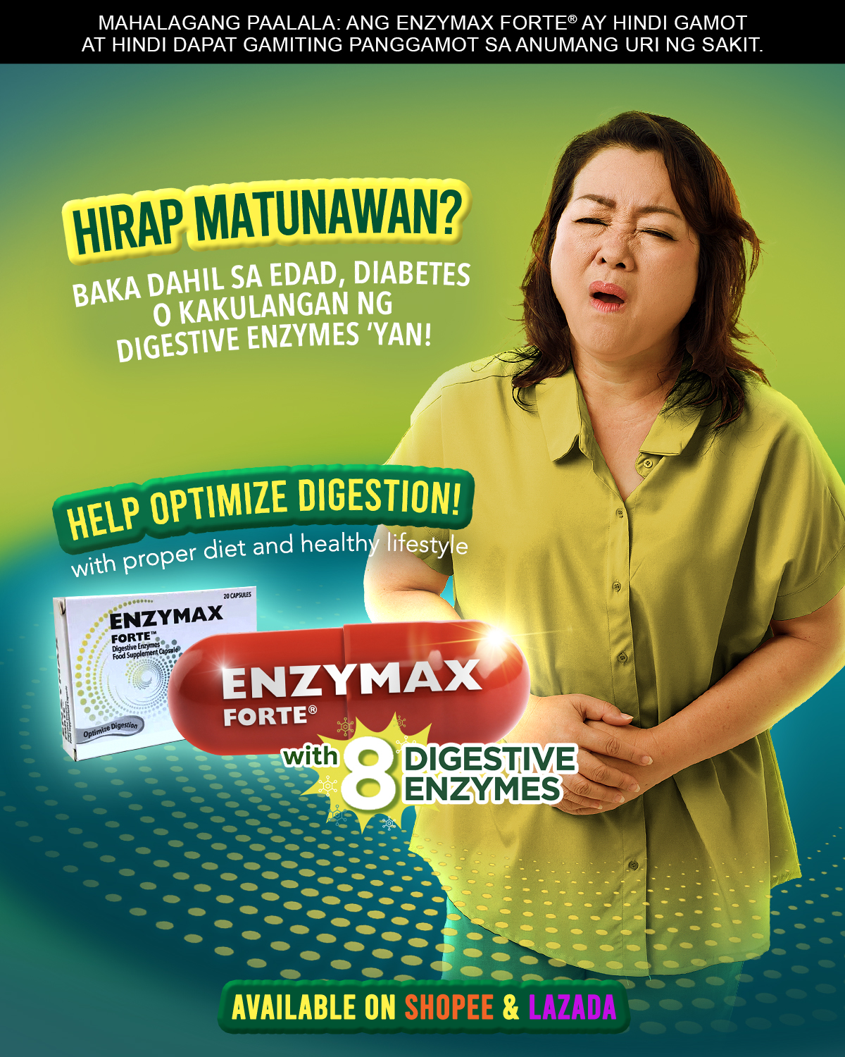 Pharex Health Corp. Facebook ad: Parang Bawas ang Enzymes? Enzymax Forte can help optimize…