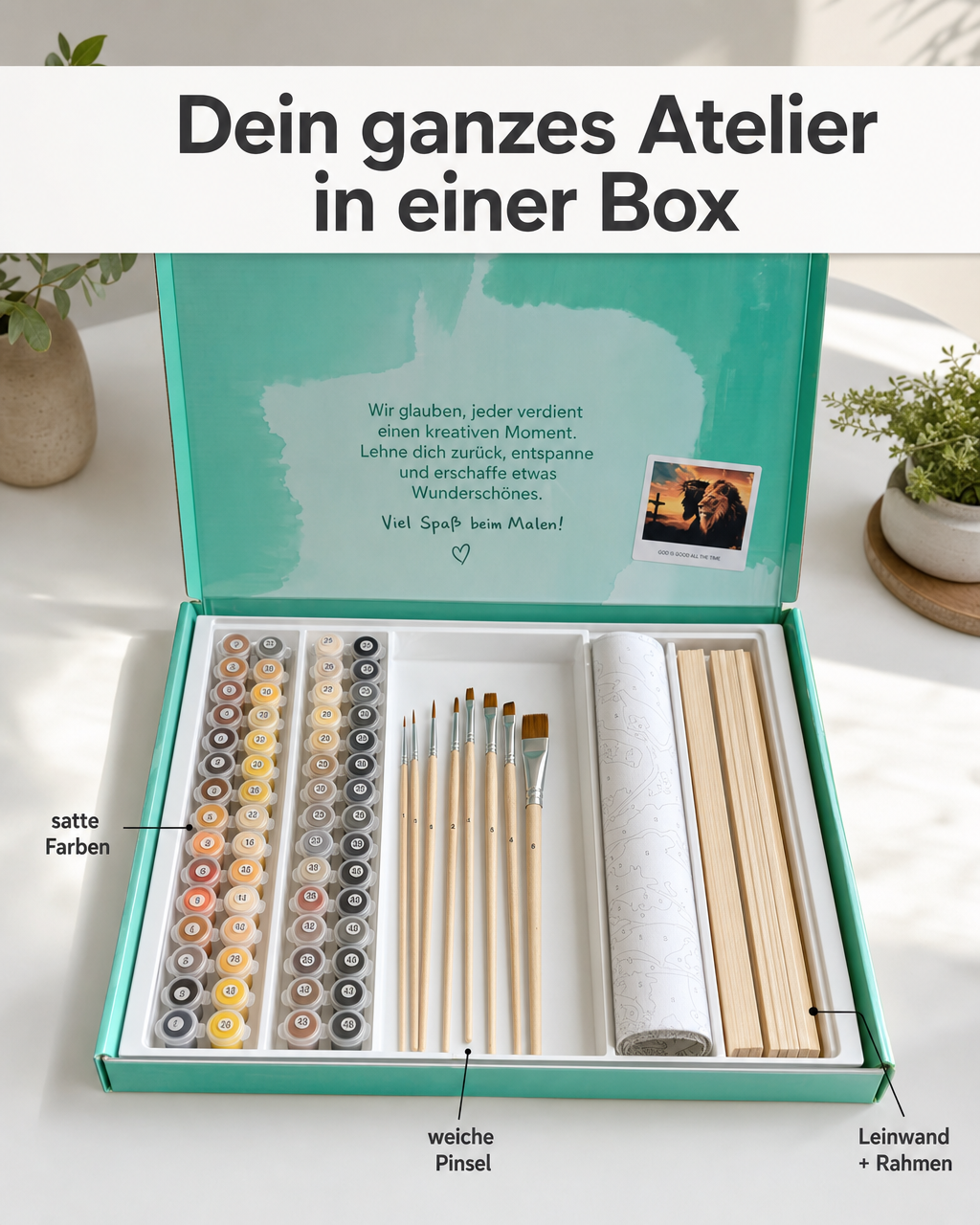Davincified Germany Facebook ad: Schaffe geistige Ruhe mit jedem Pinsel