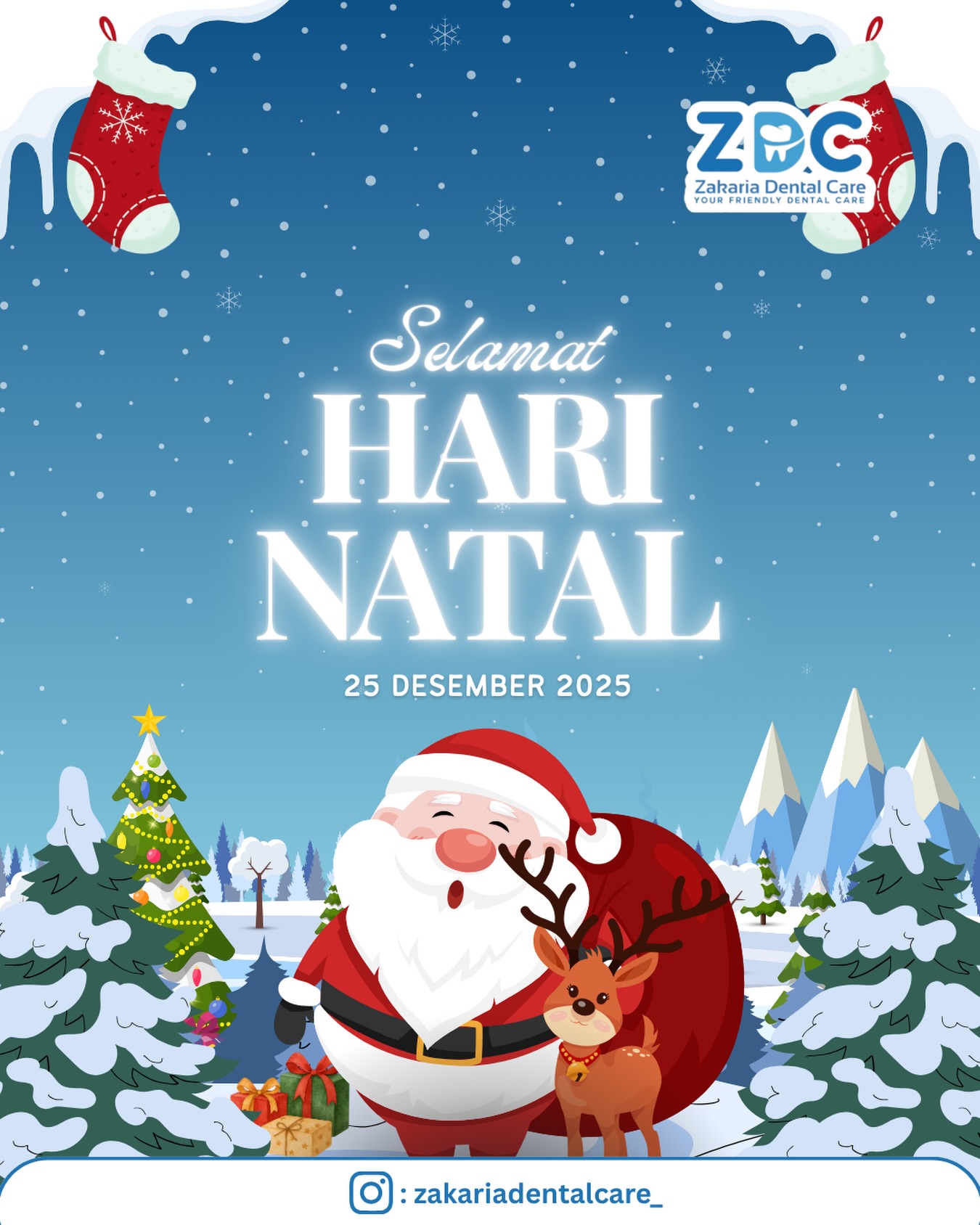 Klinik Gigi Zakaria Dental Care Facebook ad: Dibawah cahaya Pohon Natal, Semoga harapan baru bersinar…