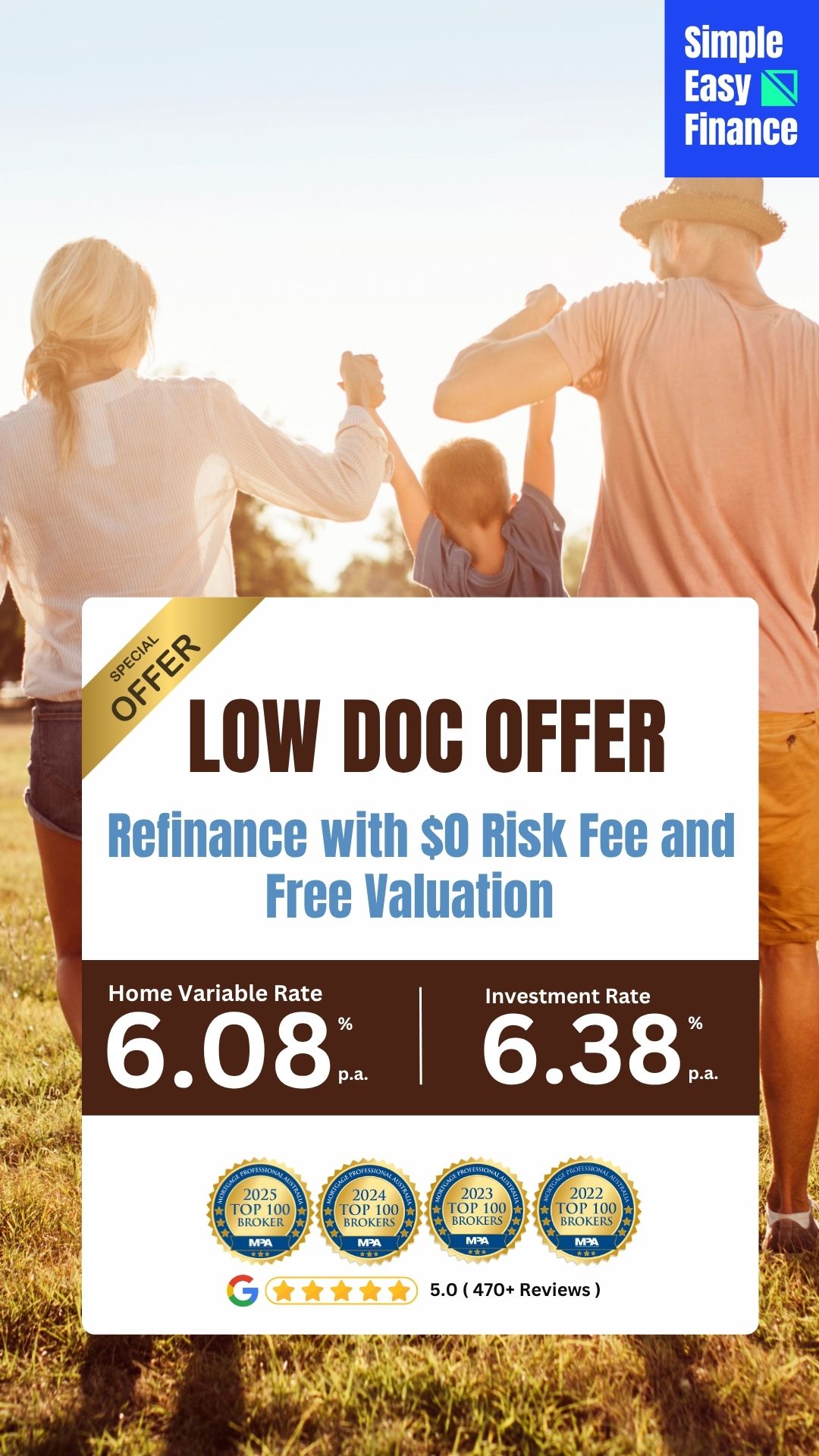 Simple Easy Finance Facebook ad: Had your Low Doc loan for 12+ months?