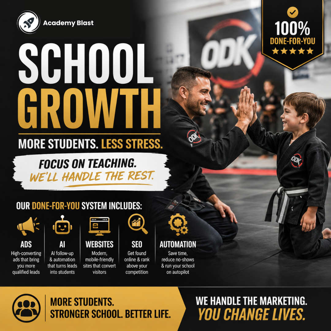 Academy Blast Facebook ad: More Students. Less Stress.