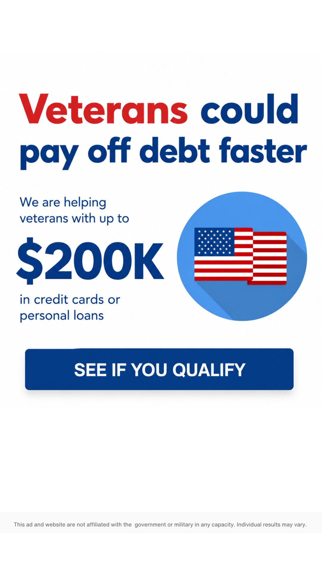 Veteran Debt Assistance Facebook ad