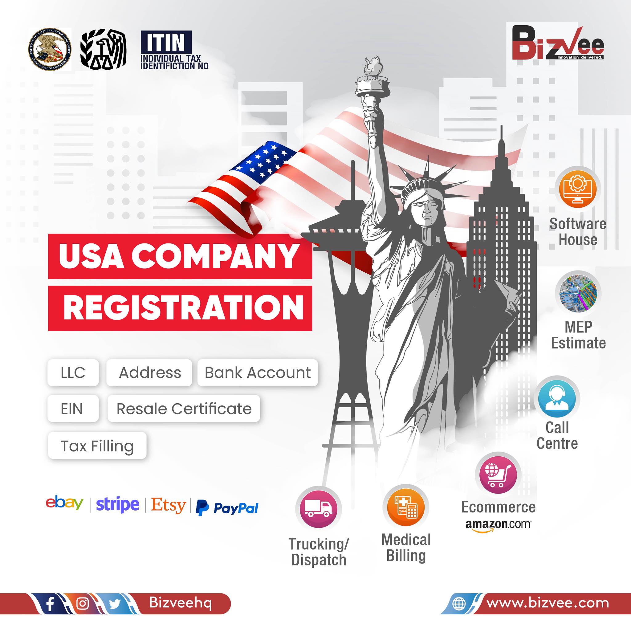 Bizvee Facebook ad: Dream big. Go global.
