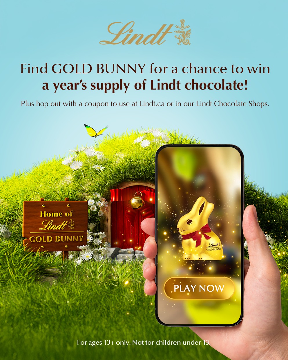 Lindt Facebook ad: Hop into our Easter game for a chance…