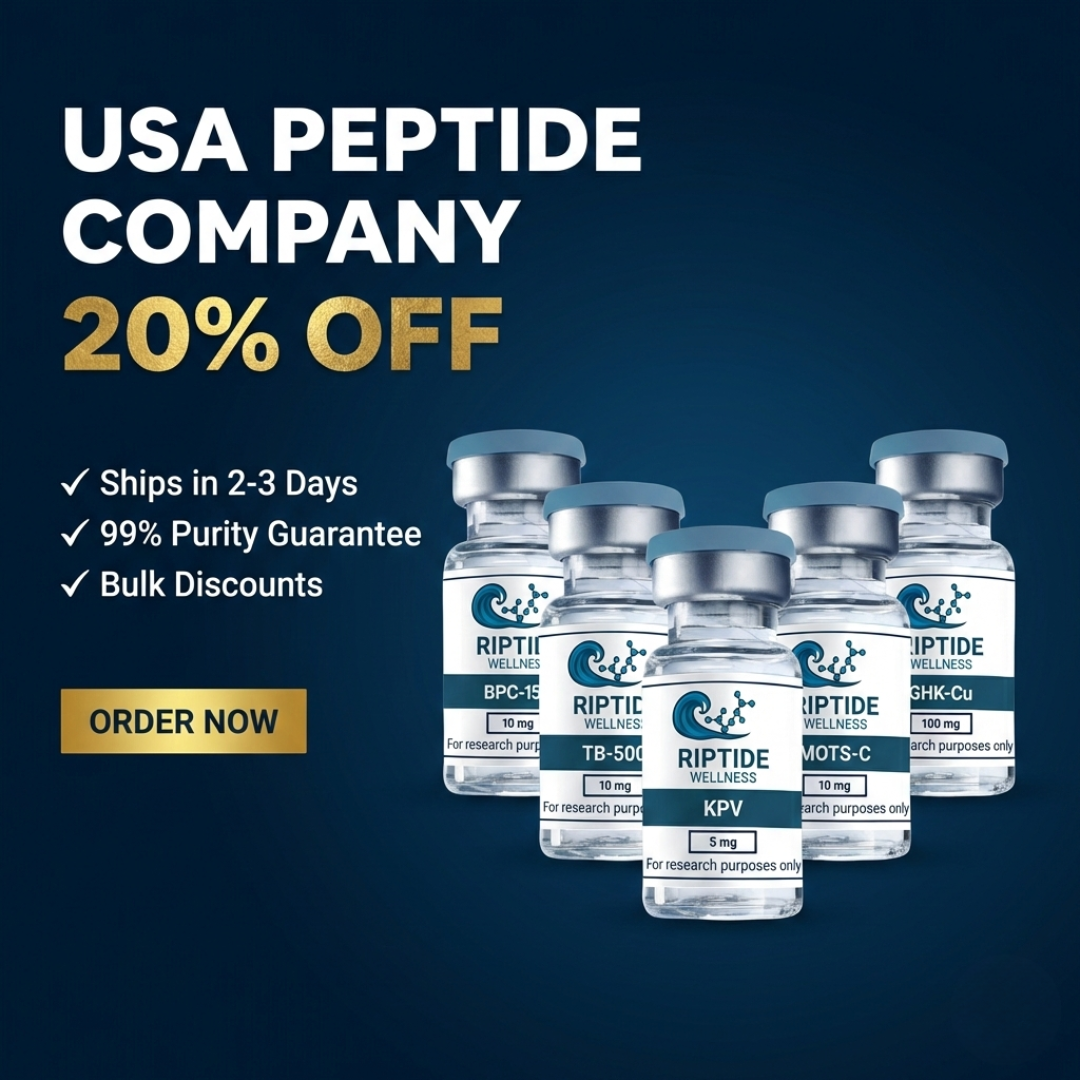 Riptide Wellness Facebook ad: Shop Research Peptides Now