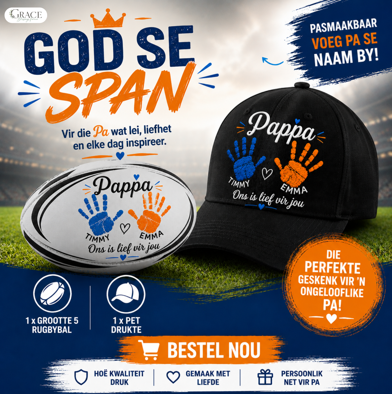 Grace Blessings Forever Facebook ad: VADERSDAG IS AMPER HIER… EN DIE BESTE GESKENKE…
